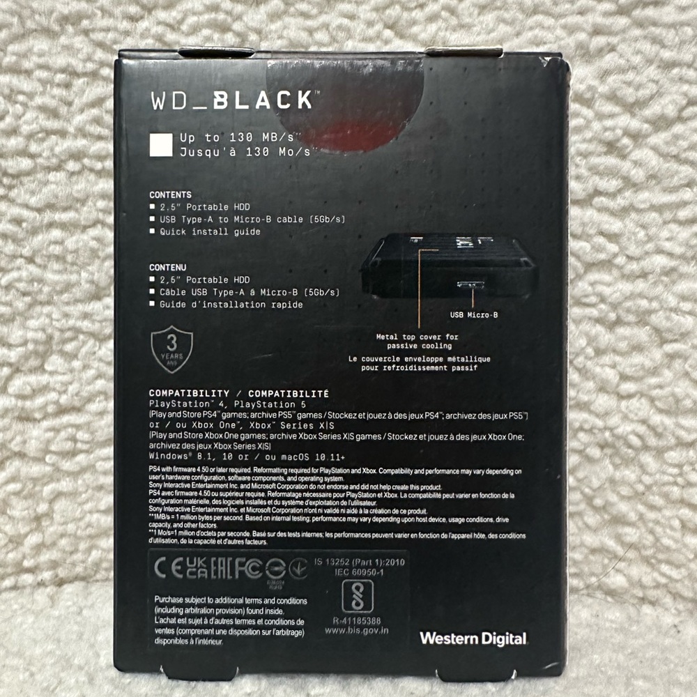 Western digitalblack P10 4tb external usb